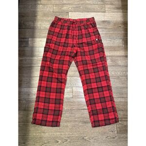 Eddie Bauer Sleep Pants Men Large Red Plaid Flannel Pajama Bottoms Drawstring